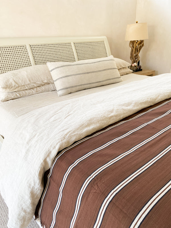 Bed Cover With Fringes | Safari Stripe, 94" x 102"