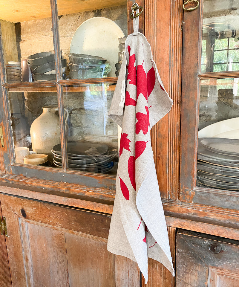 Cranberry 100% Stone Washed Linen Tea Towel