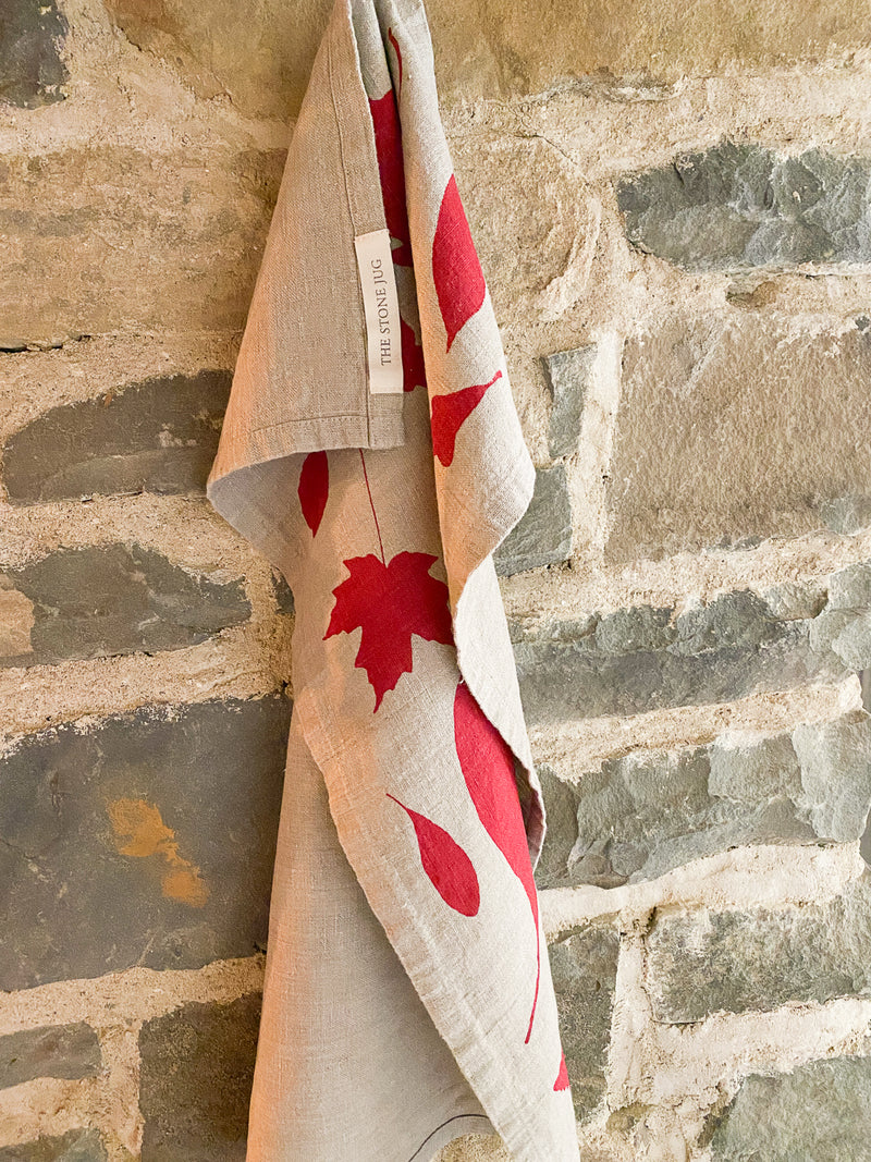 Cranberry 100% Stone Washed Linen Tea Towel