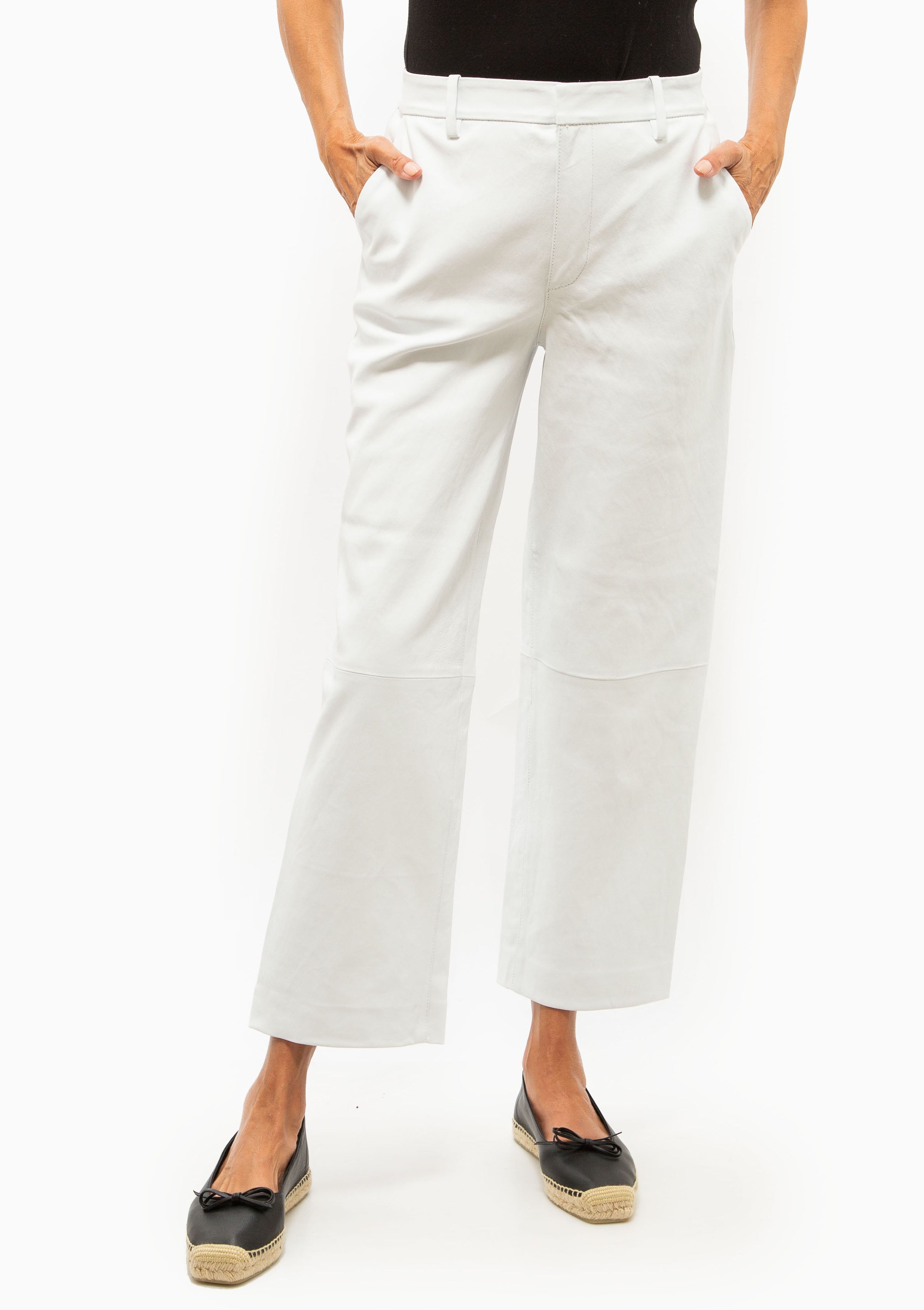 Leather Cropped Baggy Trousers