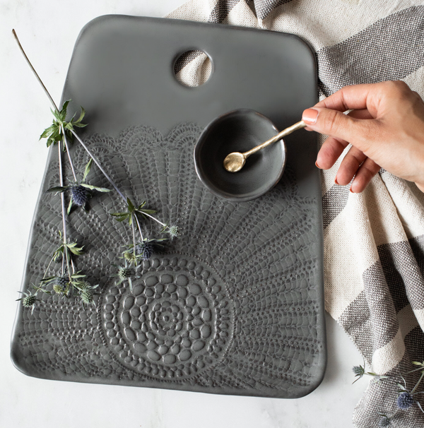 Lace Cheeseboard | Gunmetal