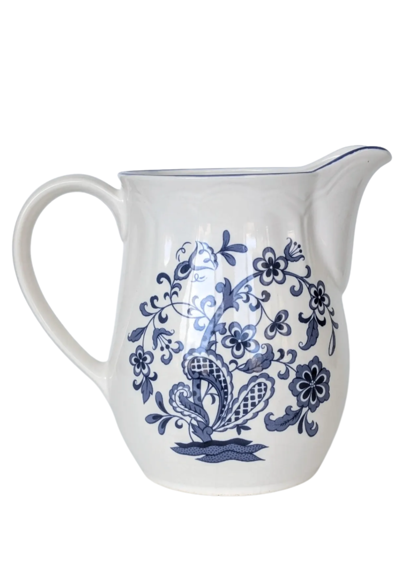 Vintage Baker Hart & Stuart Blue Garden Floral Ceramic Pitcher