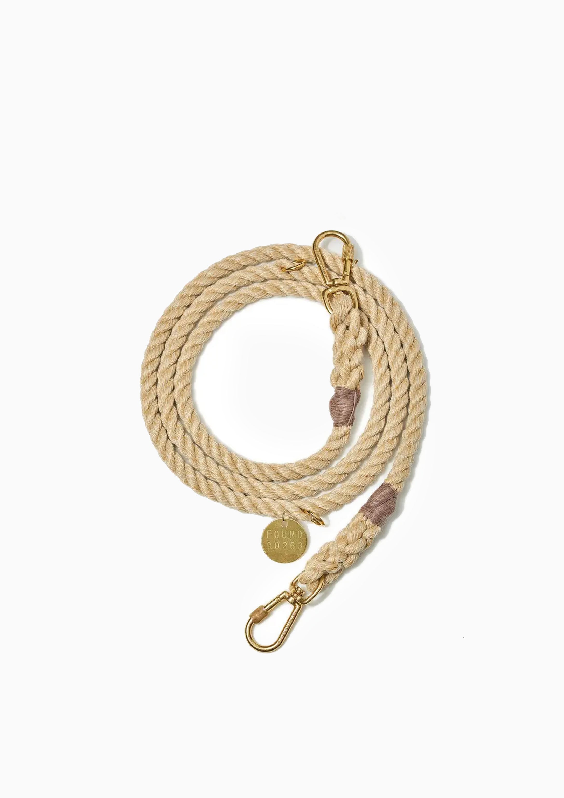Adjustable Rope Dog Leash, Light Tan | Small