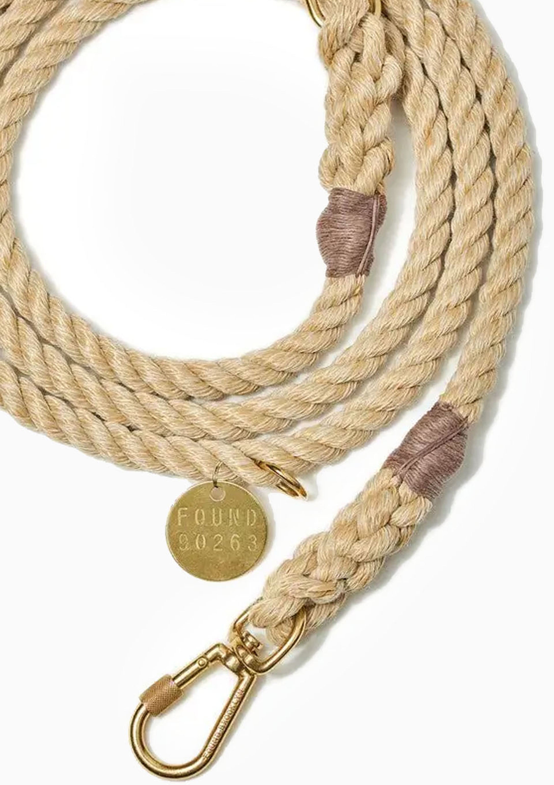 Adjustable Rope Dog Leash, Light Tan | Small