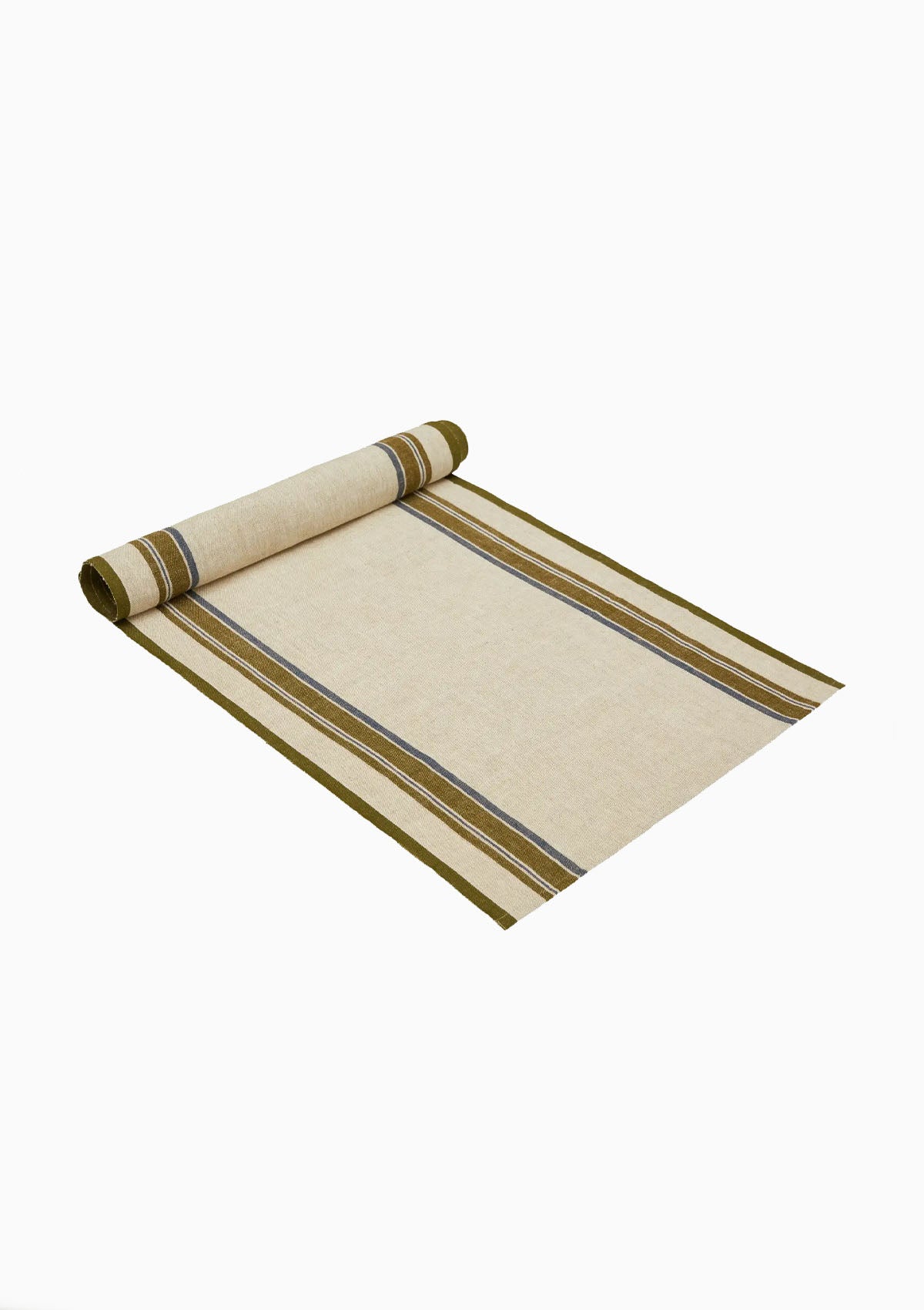 Antibes Table Runner | Natural/Green, 20" x 72"