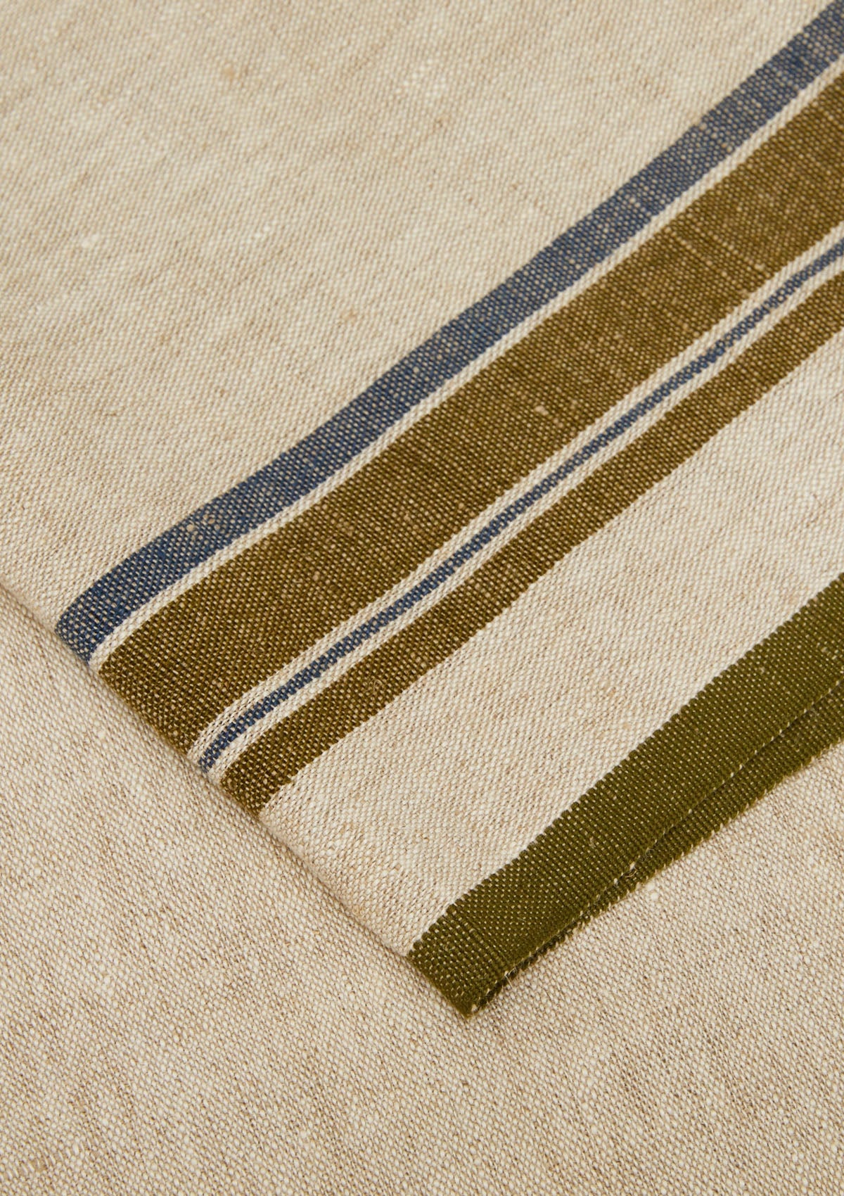 Antibes Table Runner | Natural/Green, 20" x 72"