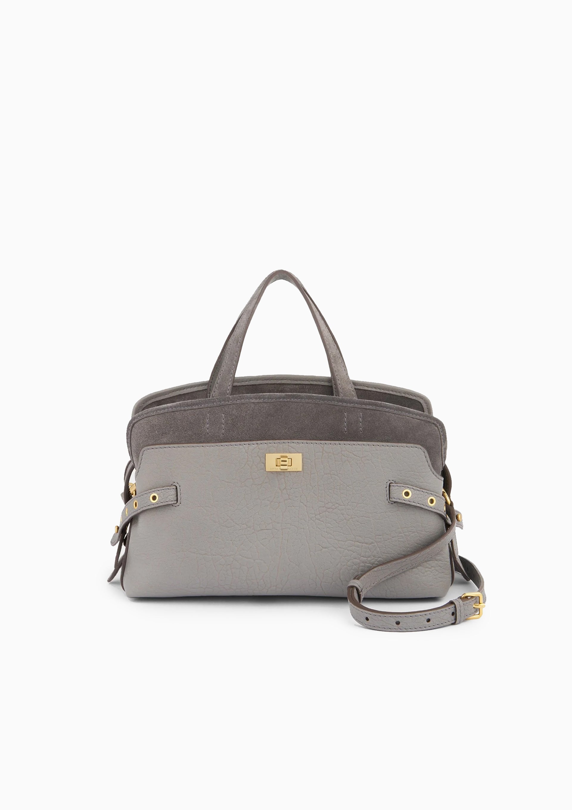 Wilson Eyelet Crossbody | Suede Stone Grey