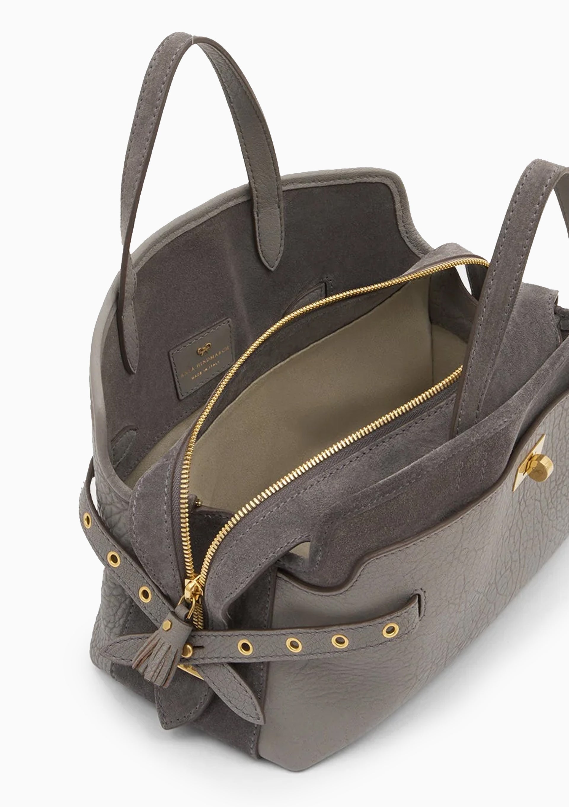 Wilson Eyelet Crossbody | Suede Stone Grey