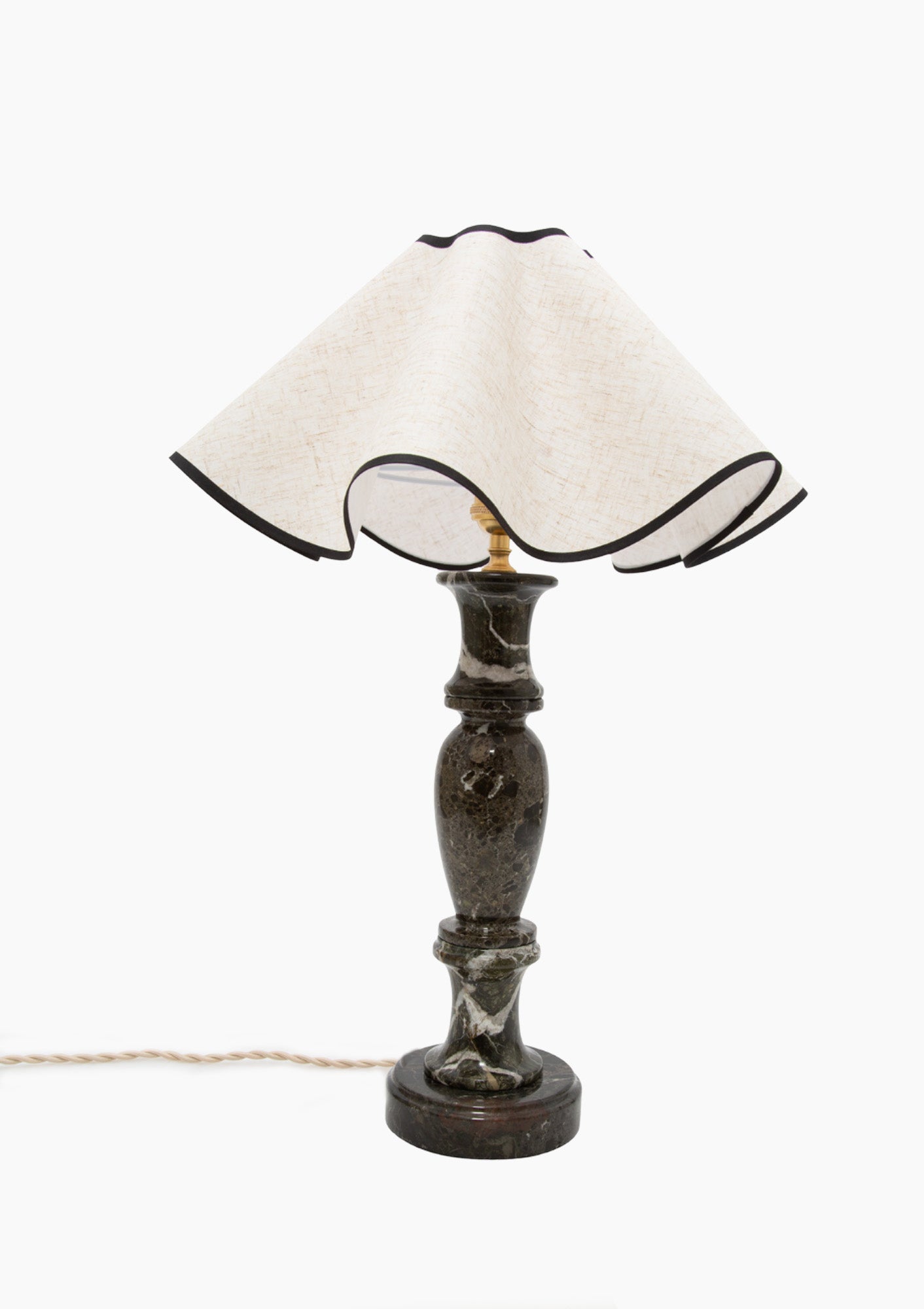 Black Swan Marble Lamp With Ruffled Shade