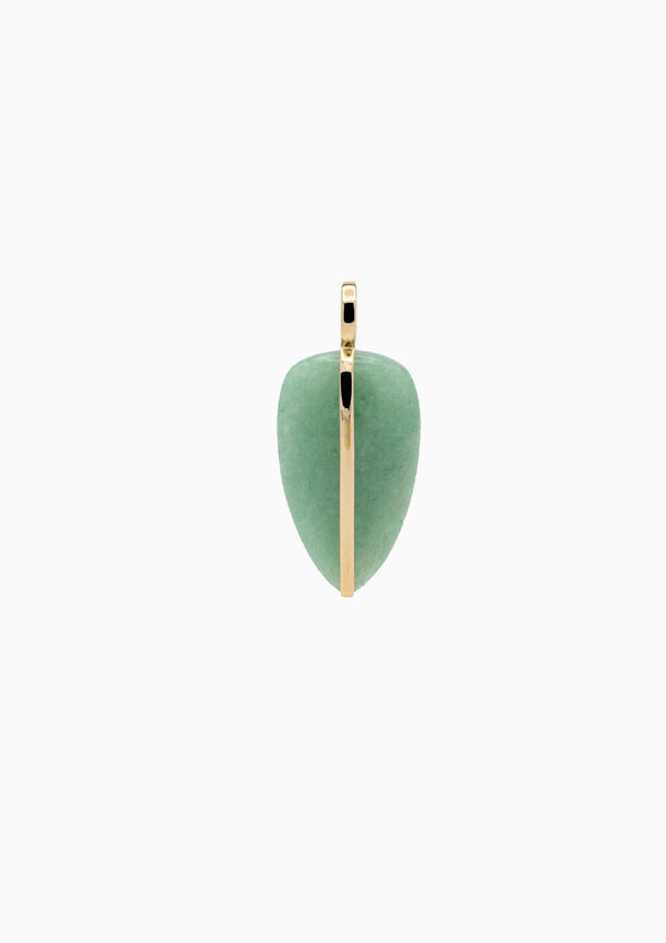 14K Large Pebble Pendant | Green Aventurine