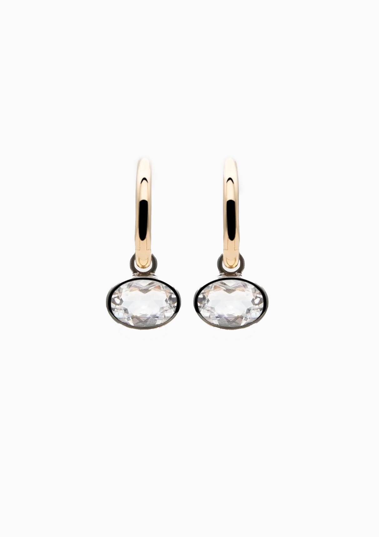 14K Orbit Hoops | White Topaz & Black Rhodium