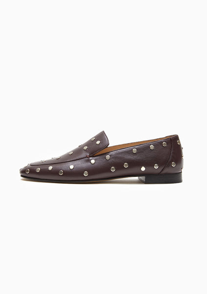 Le Monde Beryl | Studded Soft Loafer | Bordeaux Leather