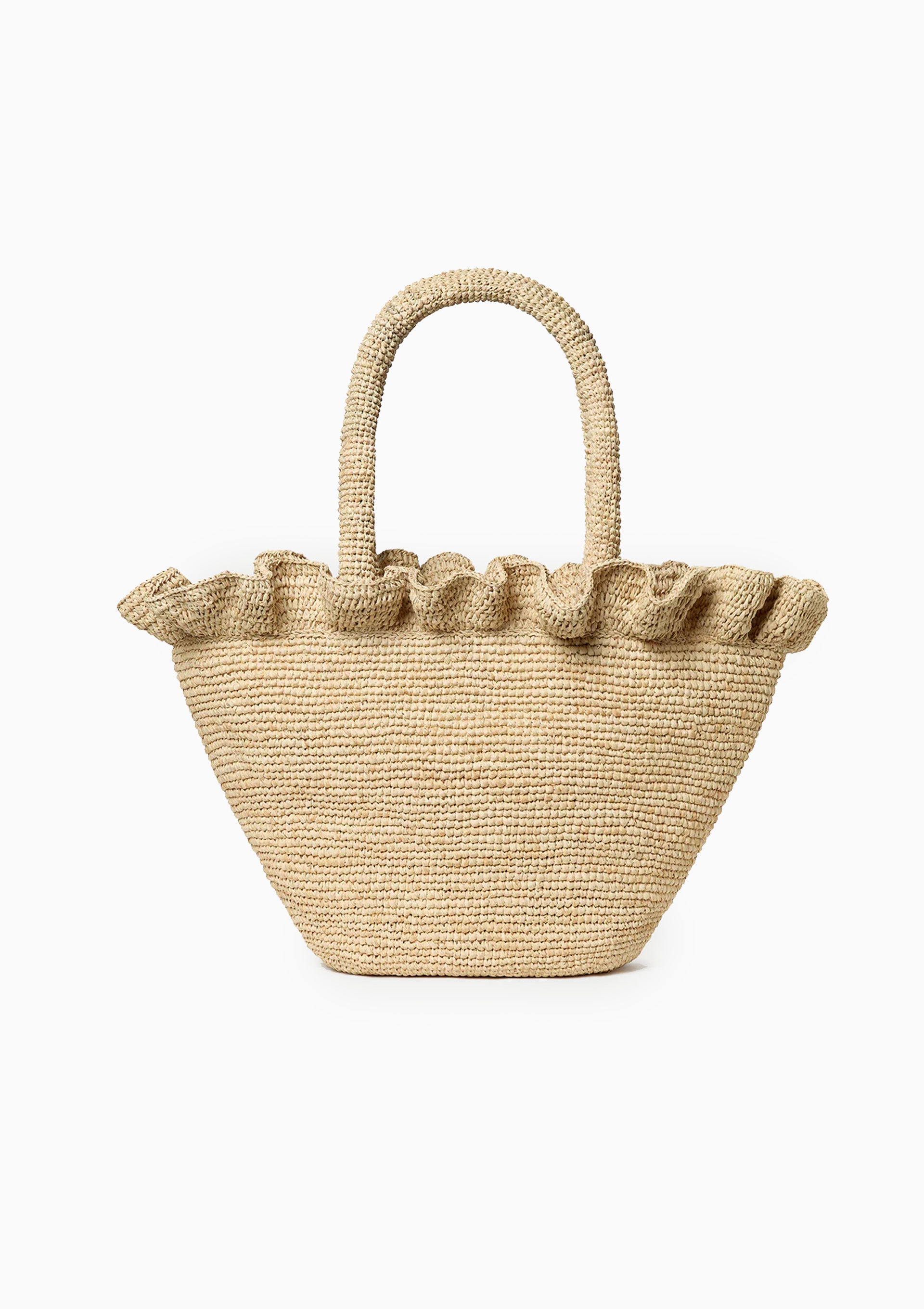 Cyrus Ruffled Woven Tote | Natural