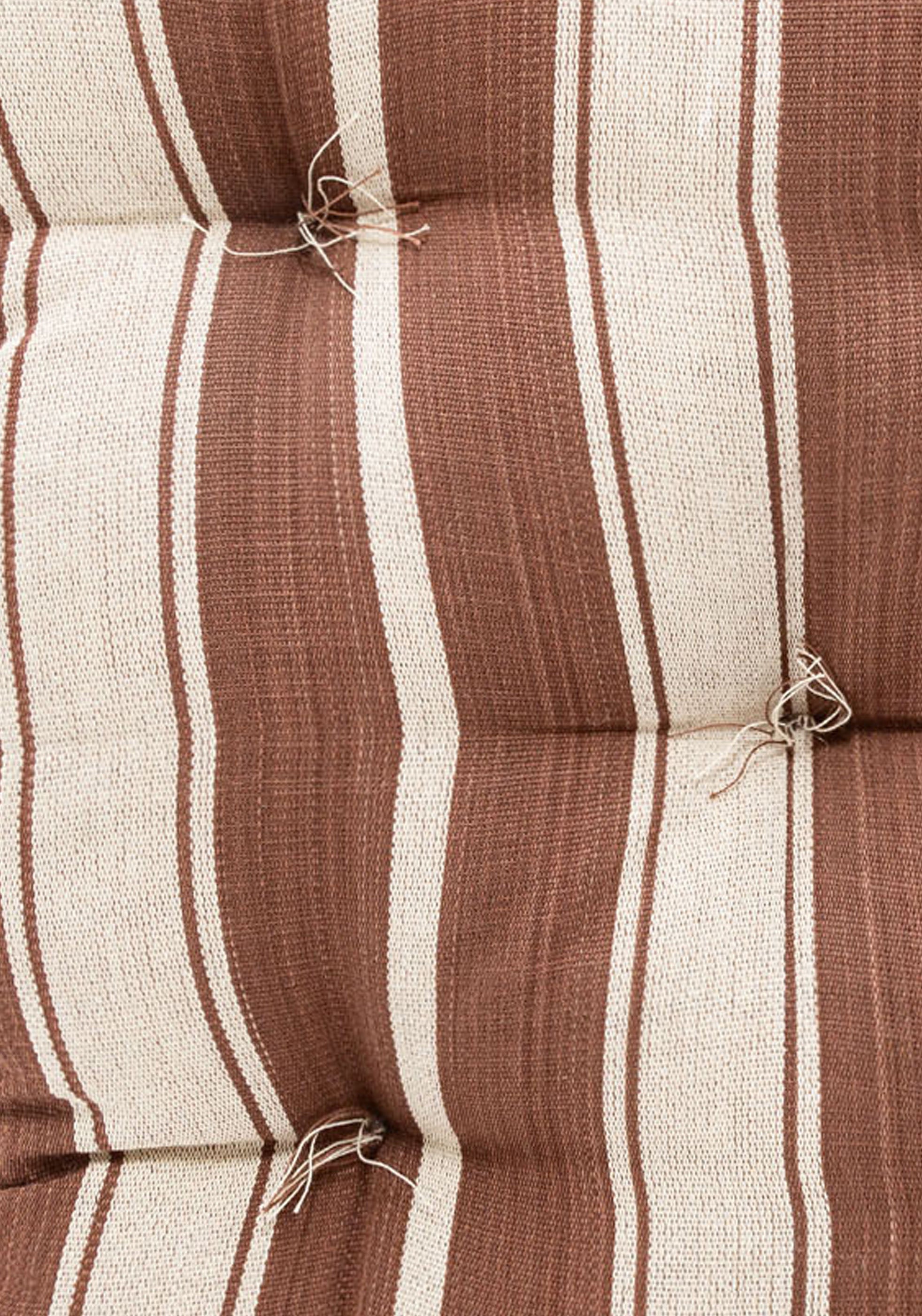 New Tufted Chair Cushion, Chocolate Brown/Ecru | 16" x 16"