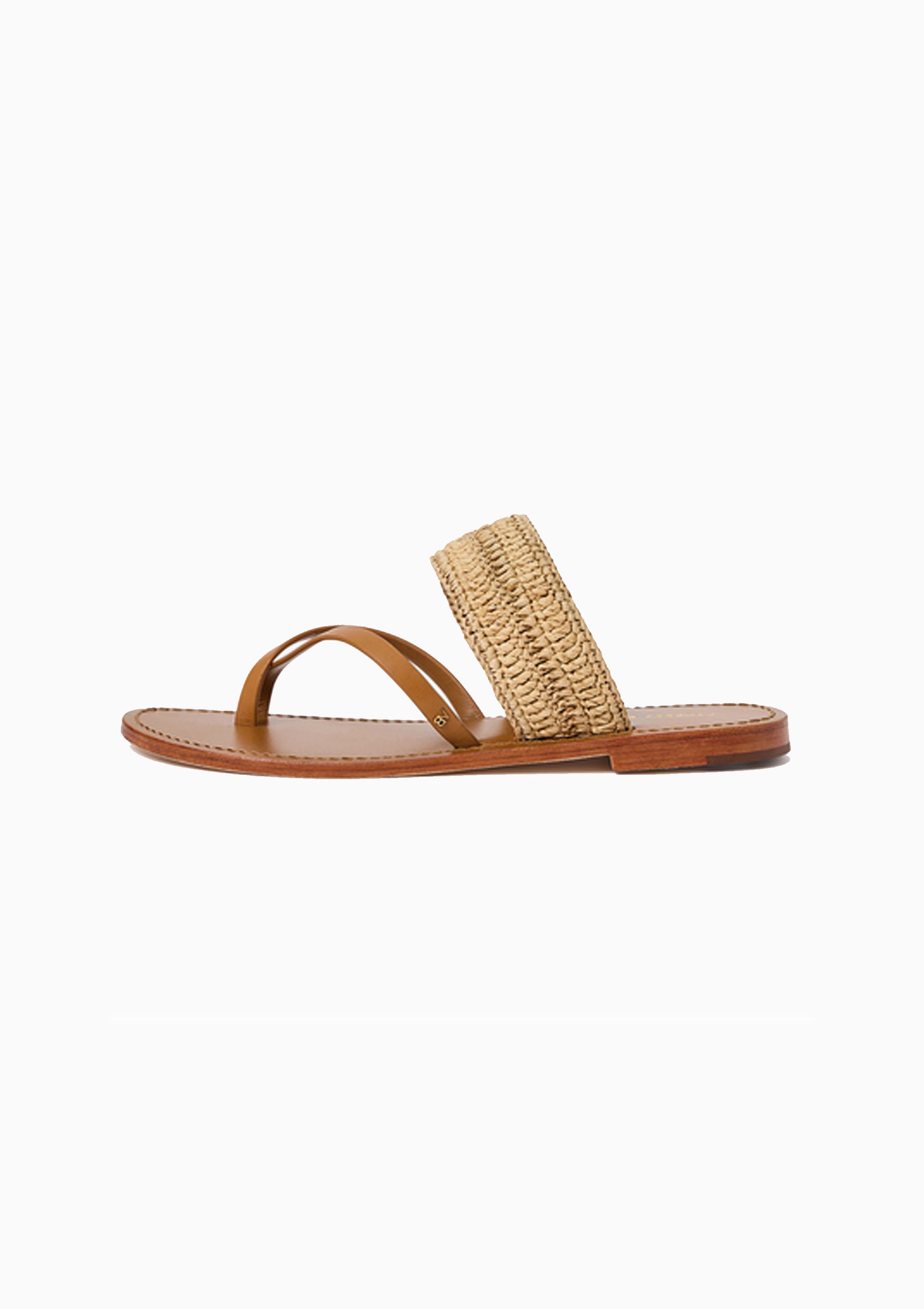 Flat Raffia Sandal | Camel
