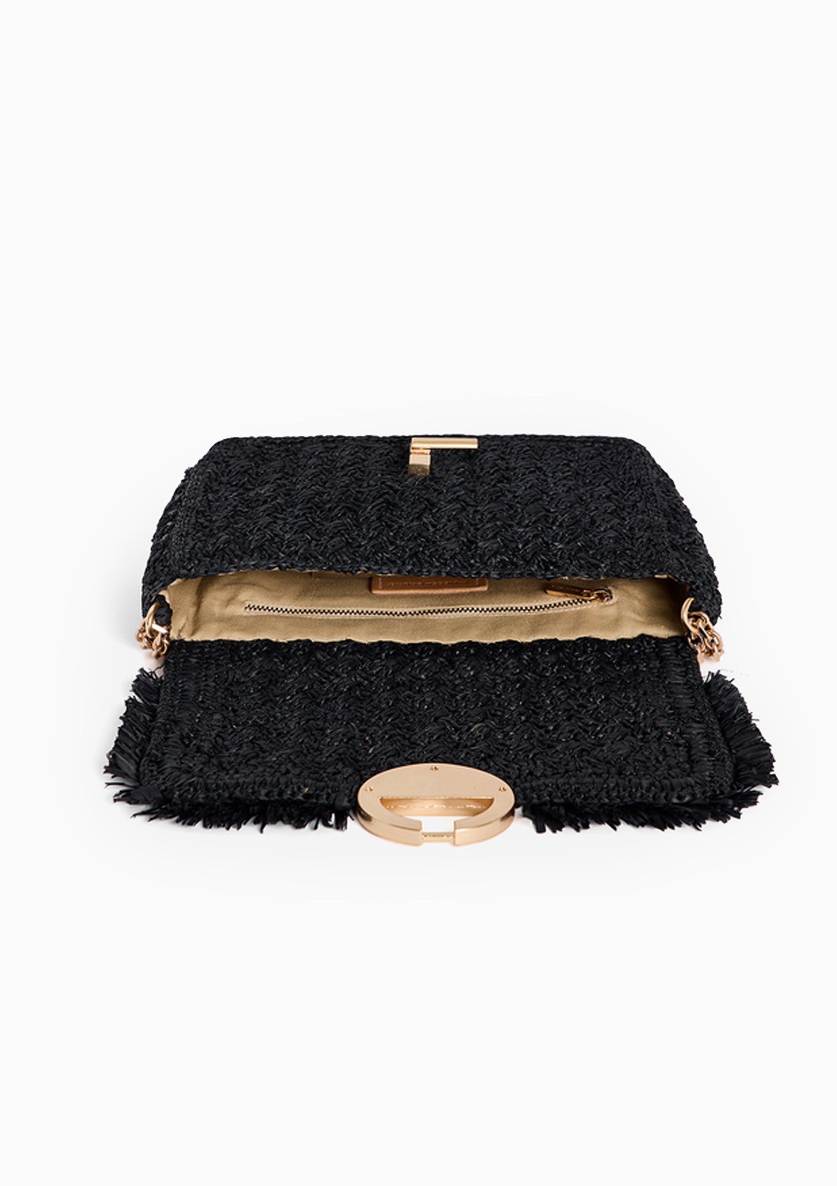 Vanessa Bruno | Medium Raffia Moon Bag | Noir