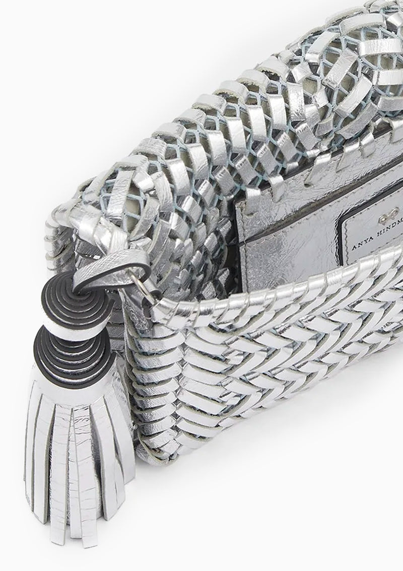Neeson Tassel Clutch Mirror Leather | Silver