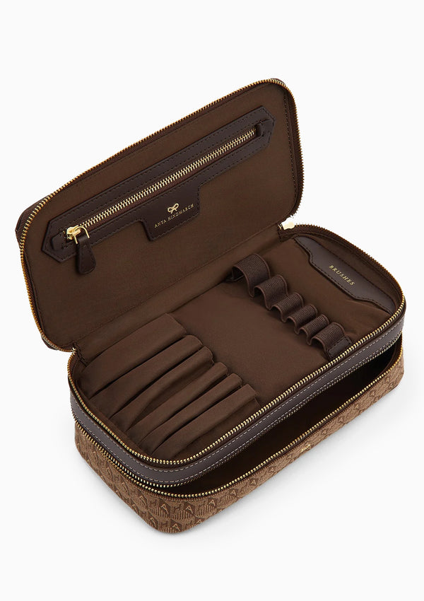 Jacquard Make-Up Pouch | Dark Earth