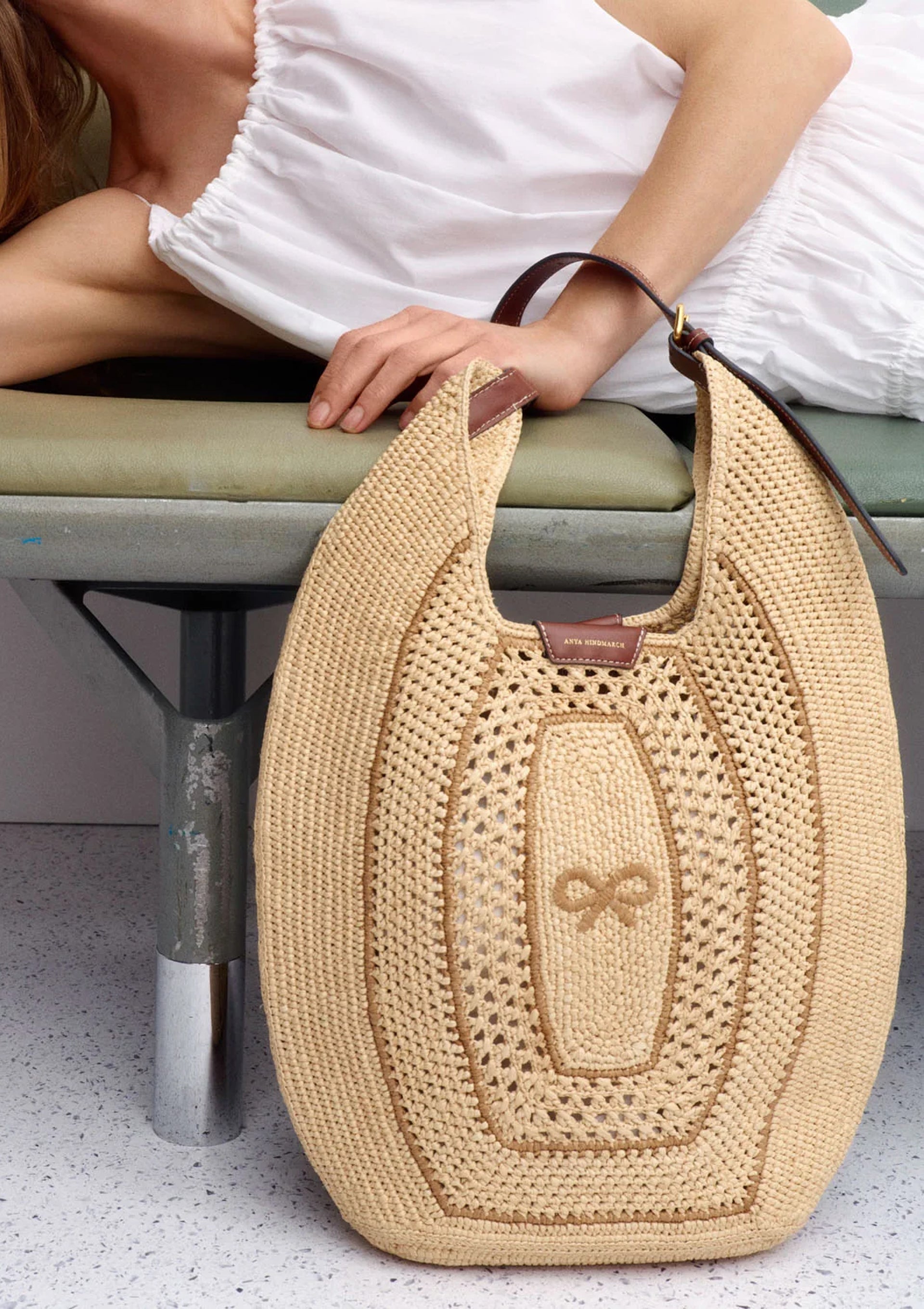 Raffia Bow Hobo Bag | Natural