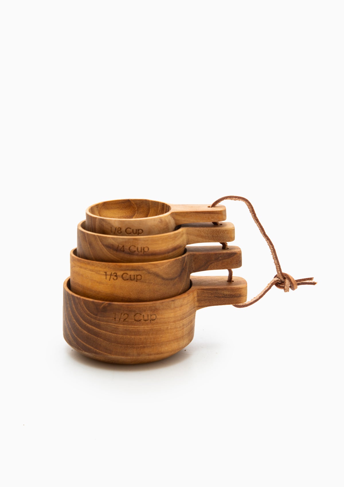 Teak Measuring Cups With Handle