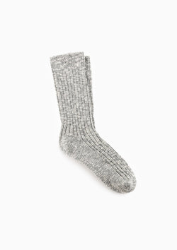 Cotton Slub Sock | Grey/White