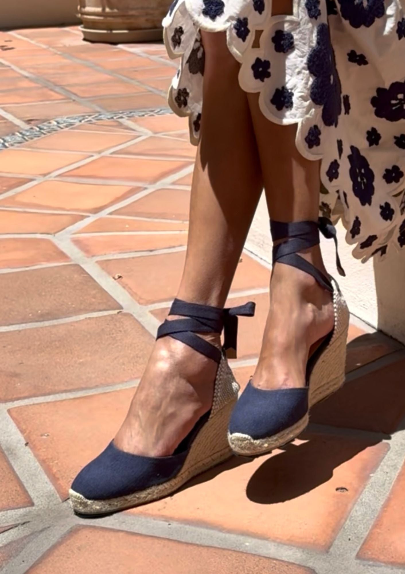 Carina Canvas Wedge 3.5" | Azul Oxford
