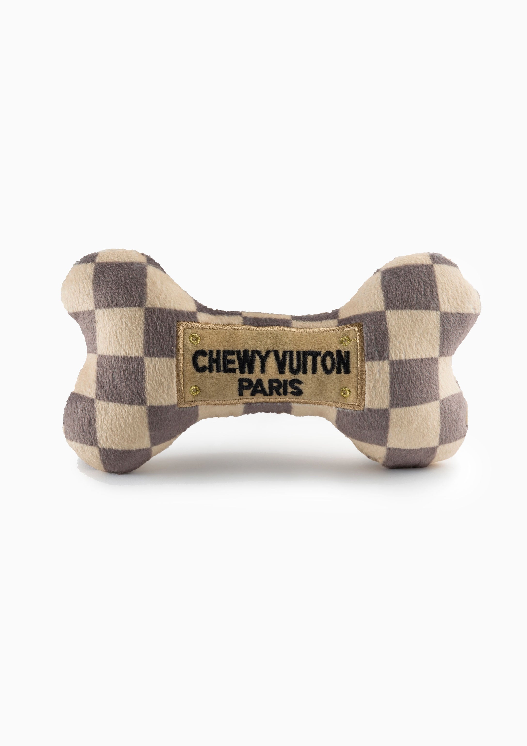 Checker Chewy Vuiton Bones Squeaker Dog Toy | Large