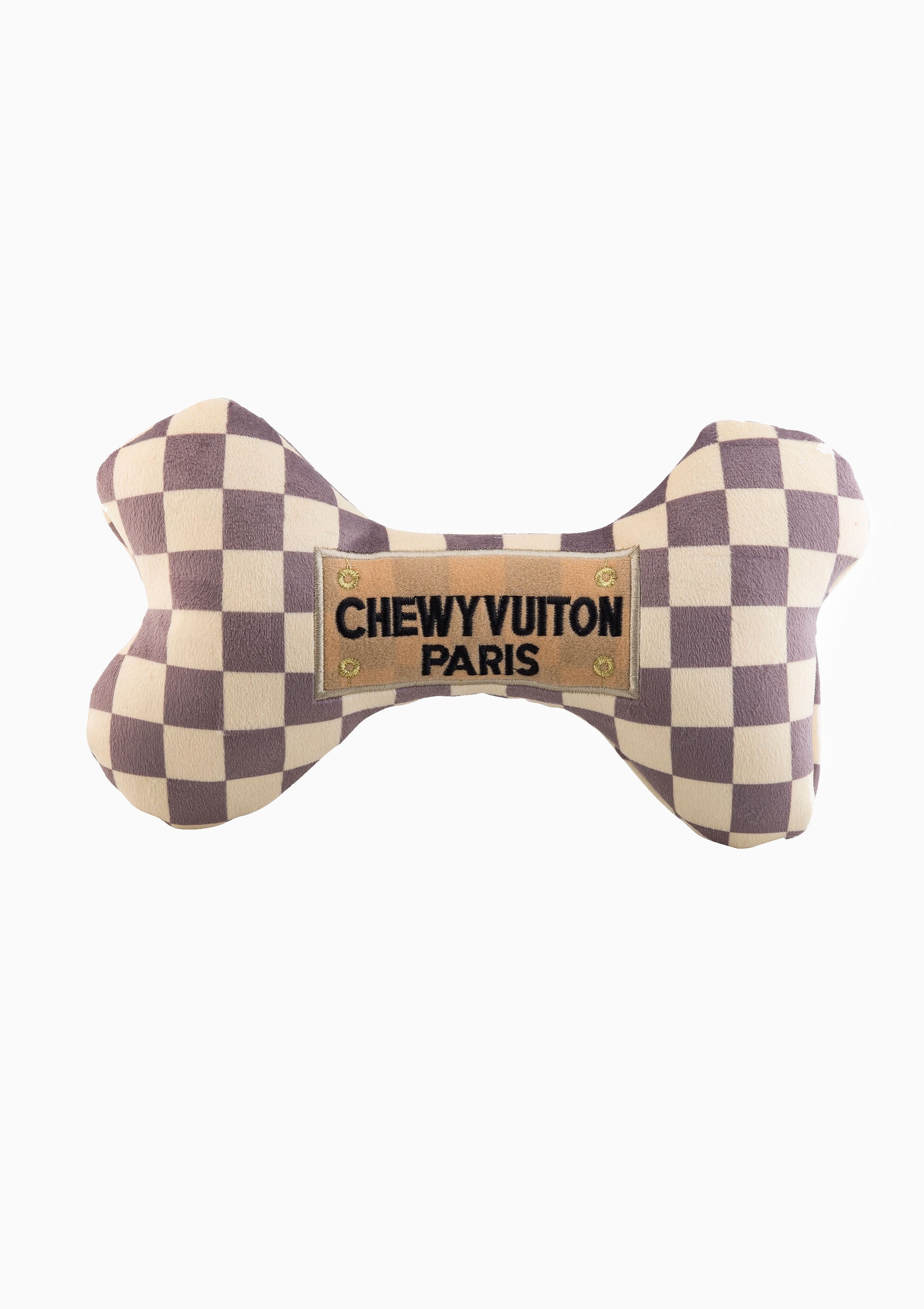 Checker Chewy Vuiton Bones Squeaker Dog Toy | XL