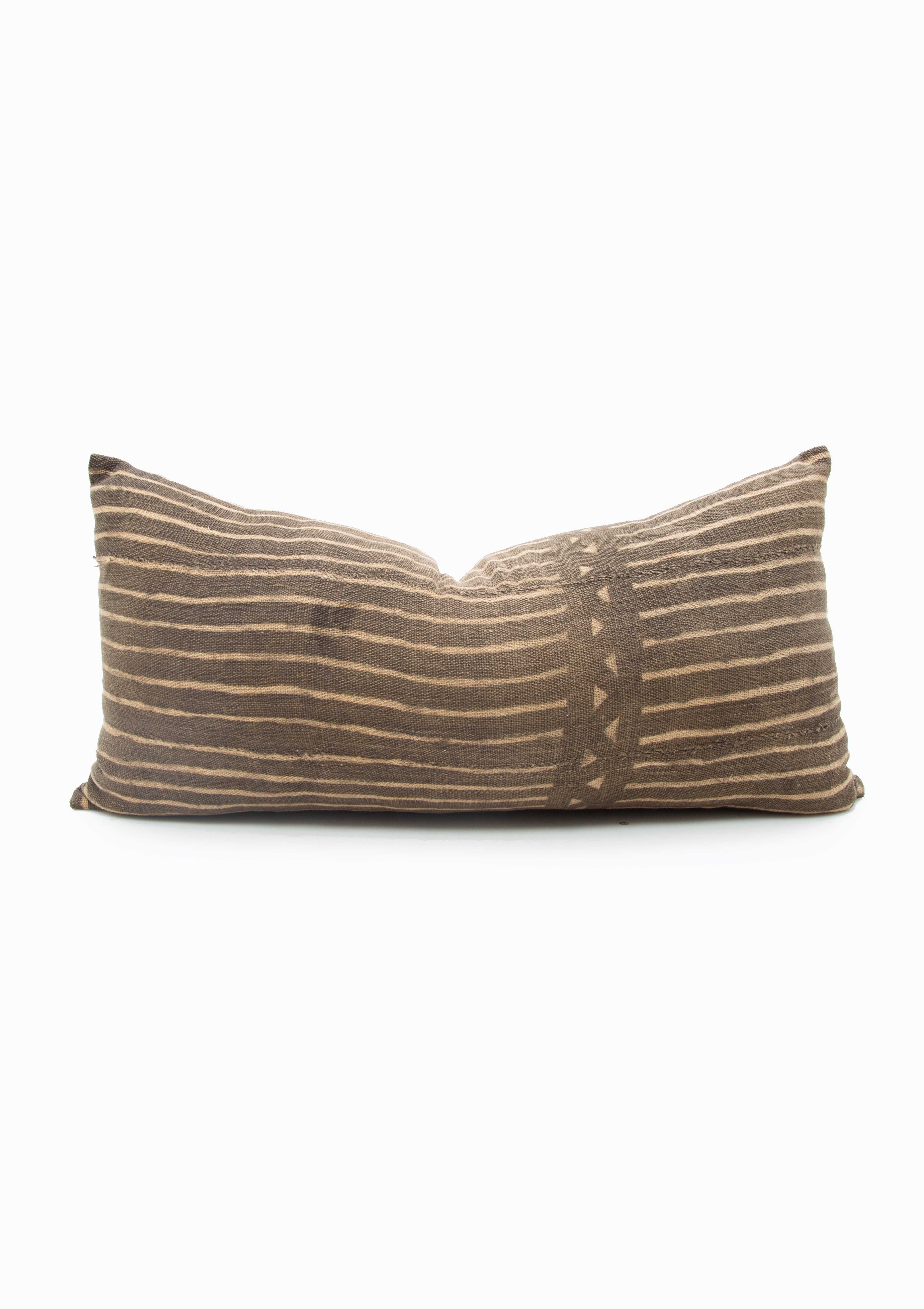 Vintage African Black/Tan Block Print Cushion |  12"x24"