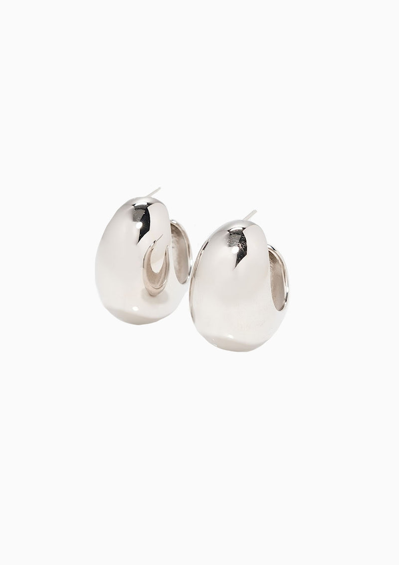 Large Shiny Crescent Earrings | Silver