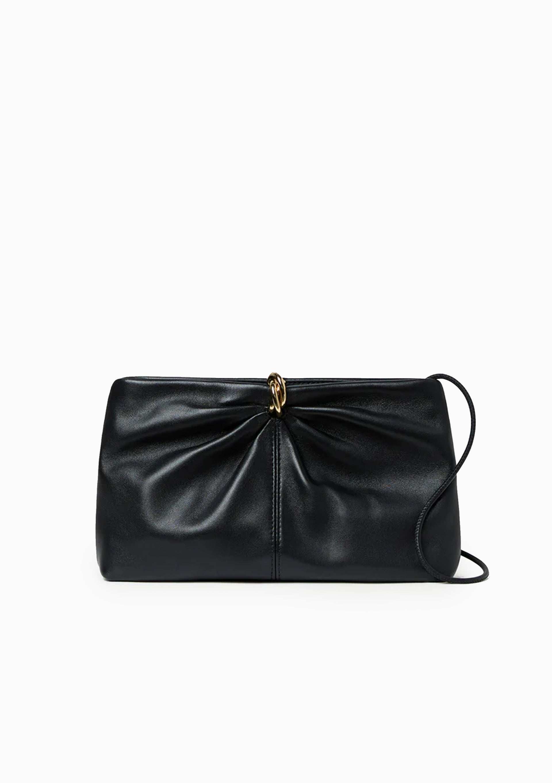 Loeffler Randall | Corrine Leather Gathered Clutch | Black