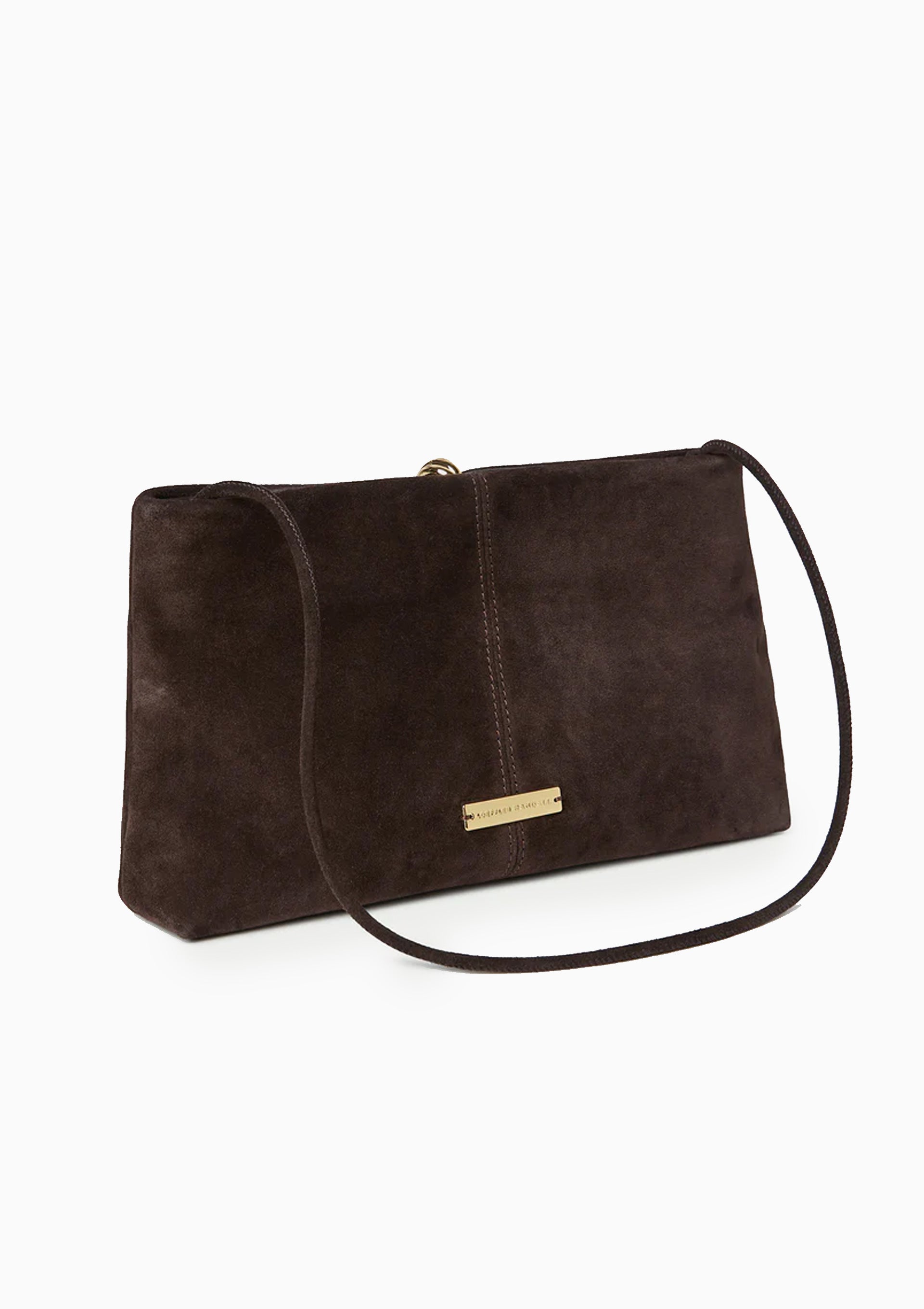 Corrine Suede Gathered Clutch | Brown