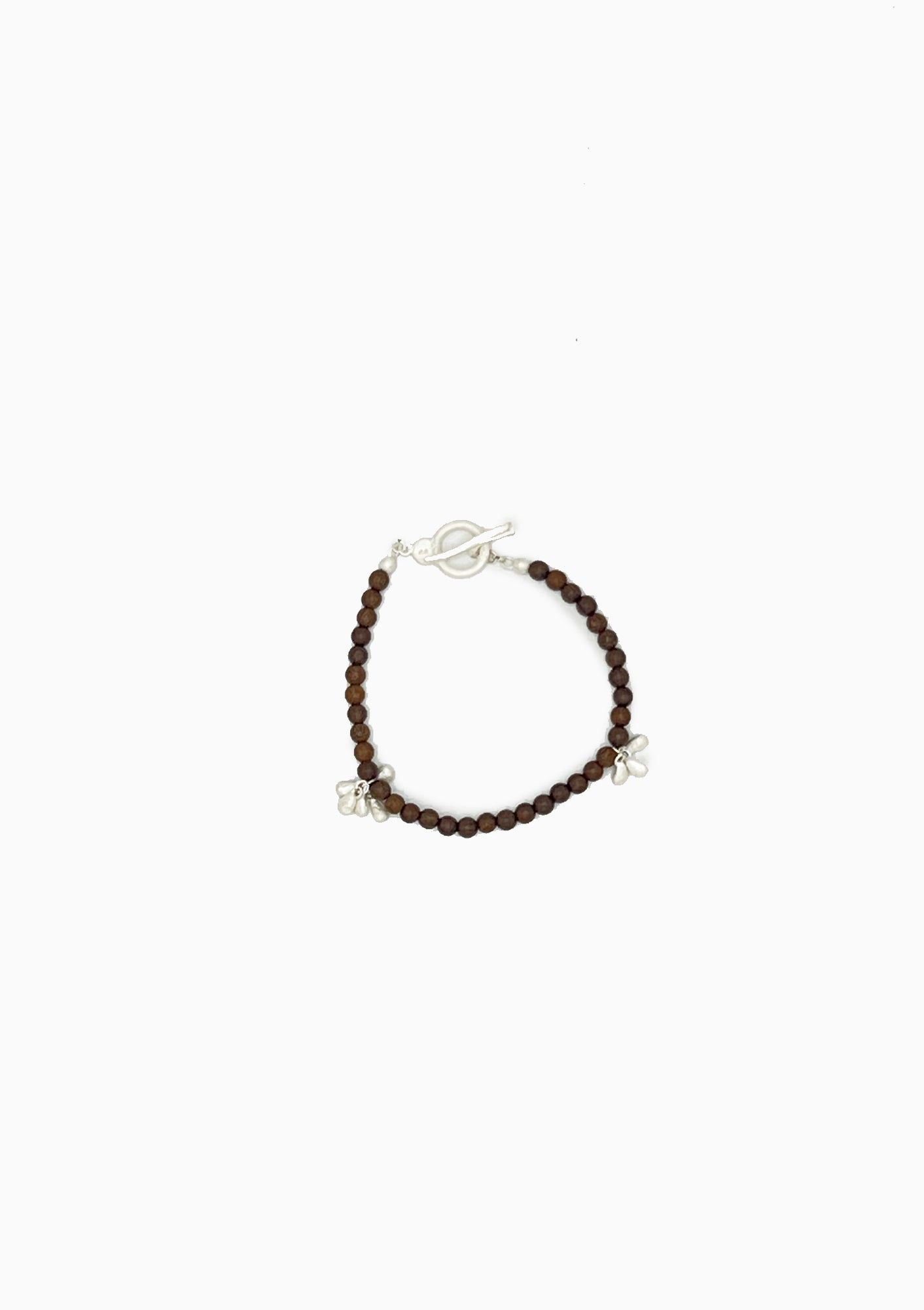 Gourd Seeds, Zebra Wood & Sterling Silver Beaded Bracelet