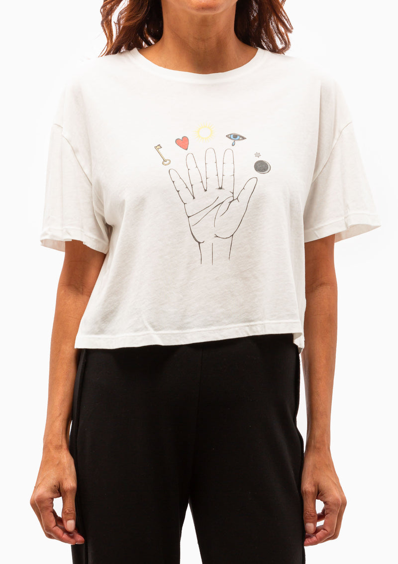Cosmic Hand Graphic Claudia Top | Dirty White