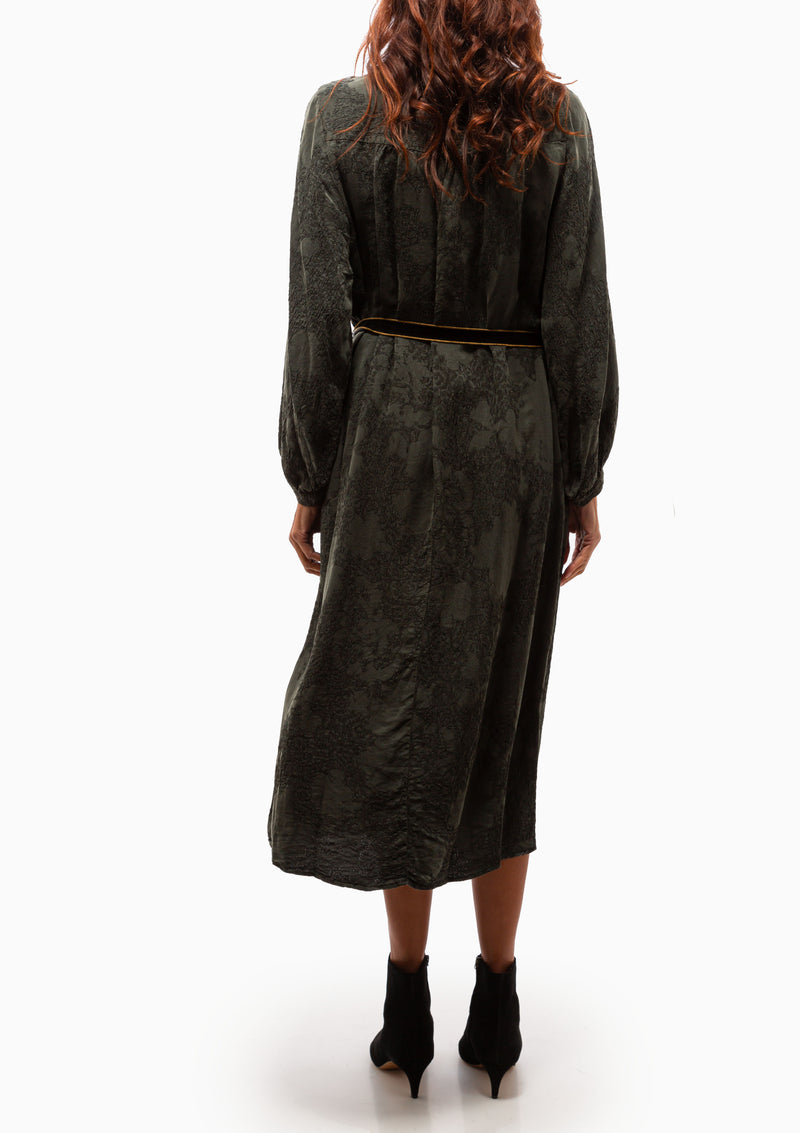 Silk Jacquard Vanessa Midi Dress | Kale