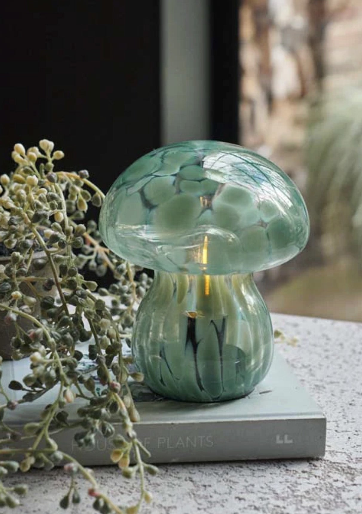 Small Mushroom Cordless Table Lamp | Jade Green