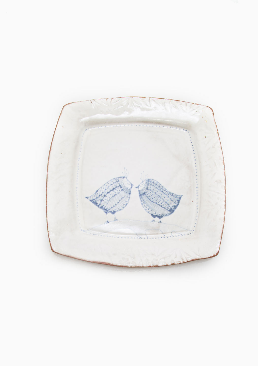 Large Square Platter Love Birds Blue 14