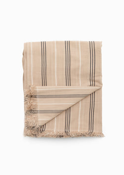 Bed Cover With Fringes | DIANI Signature Stripe, 94" x 102"