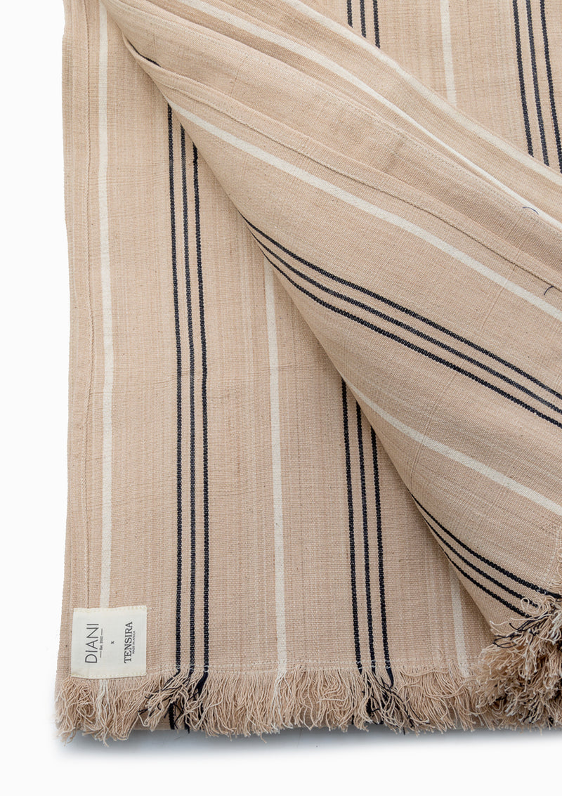 Bed Cover With Fringes | DIANI Signature Stripe, 94" x 102"