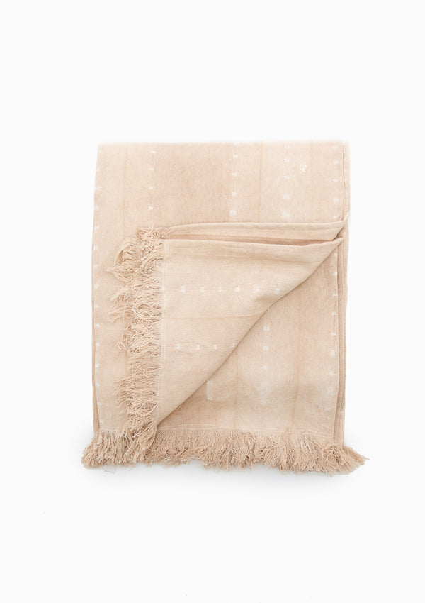 Bed Cover With Fringes | Sunkissed Pebble, 94" x 102"
