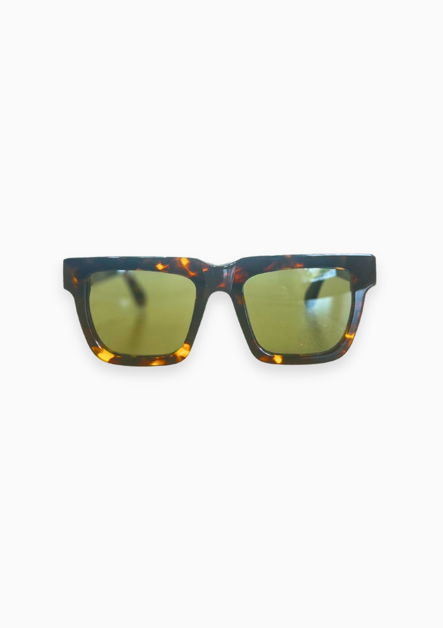 Jamie Rectangular Style Sunglasses | Havana/Green