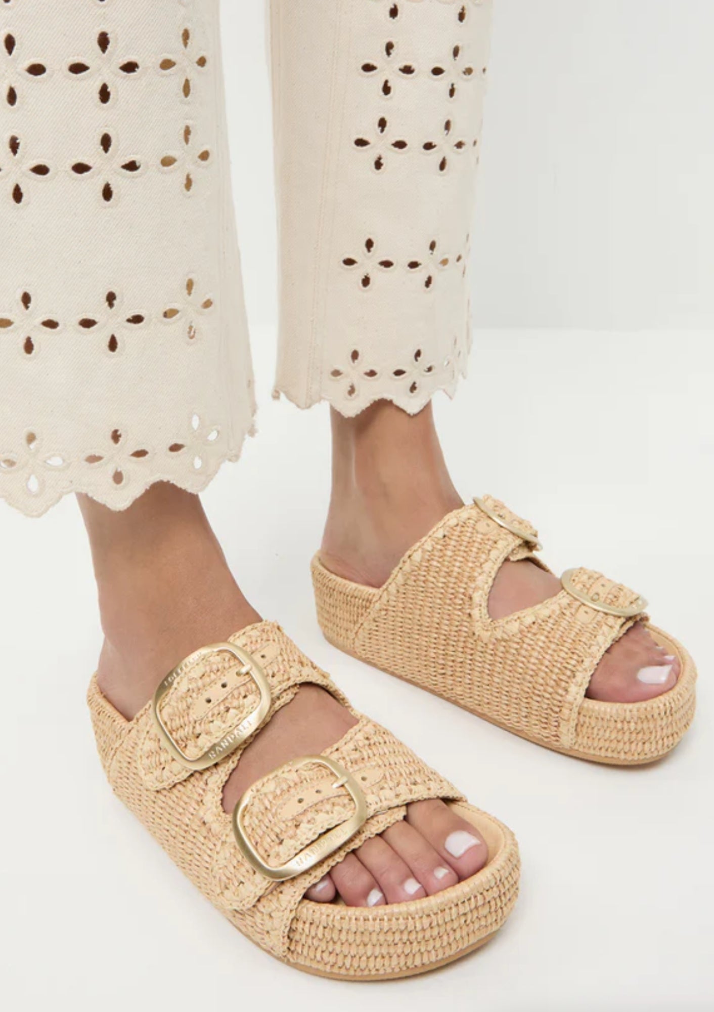 Loeffler Randall Theo Sandal in natural. Available at Diani.