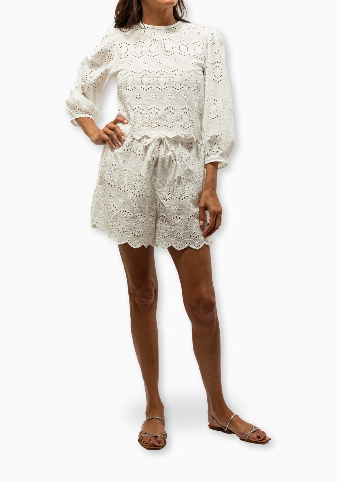 Lisa Top | Medallion Embroidery Salt