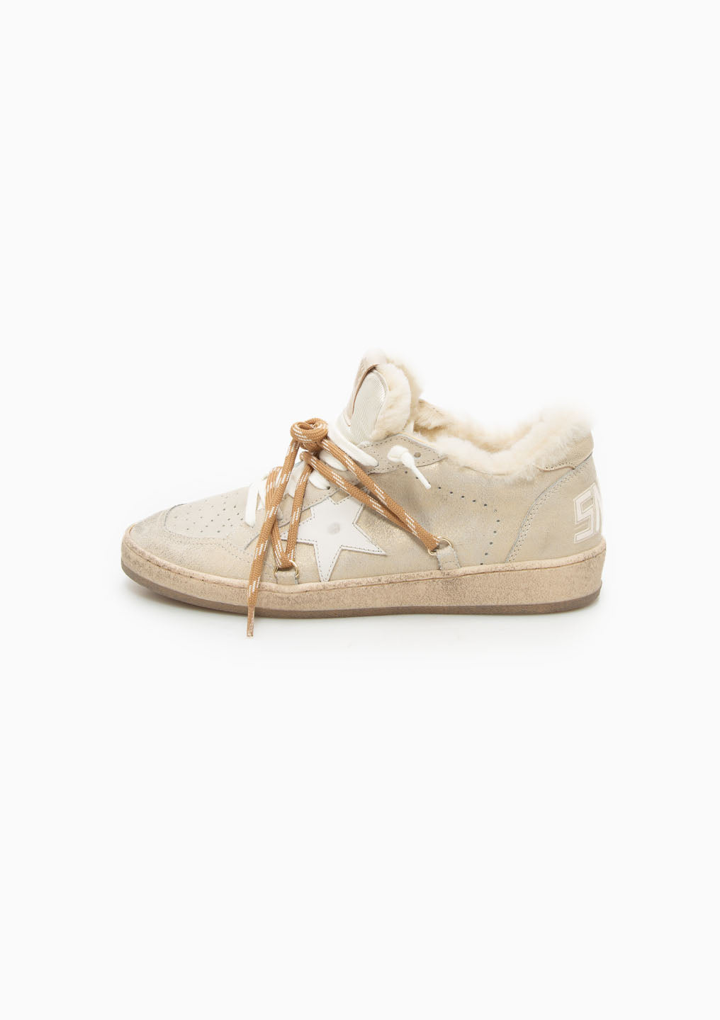 Ball Star Sneaker Shimmer Suede Shearling Lining | Platinum/Beige