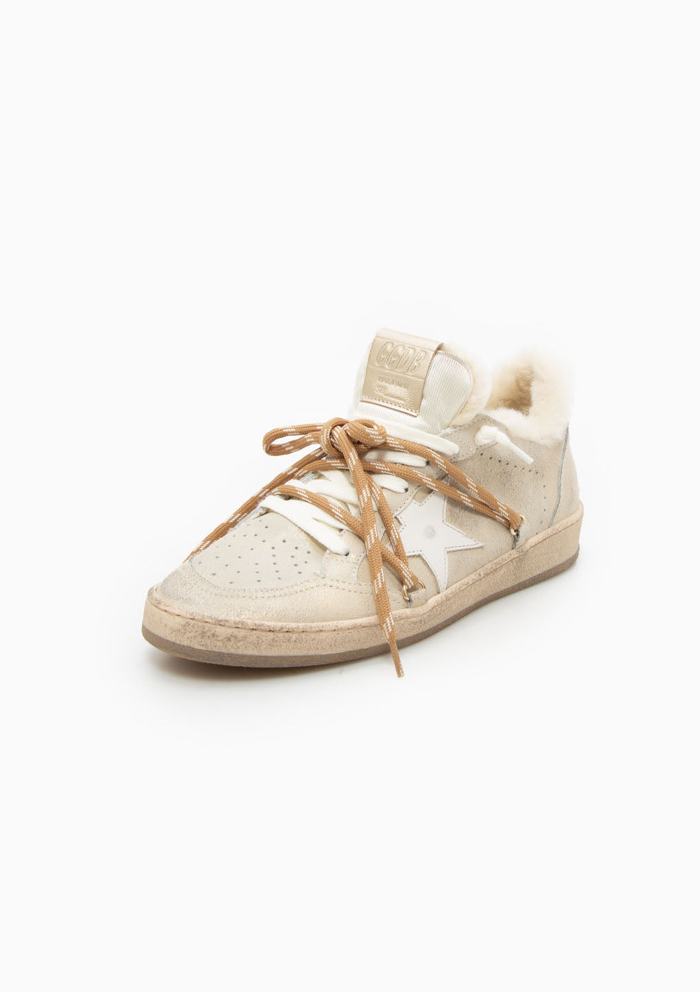 Ball Star Sneaker Shimmer Suede Shearling Lining | Platinum/Beige