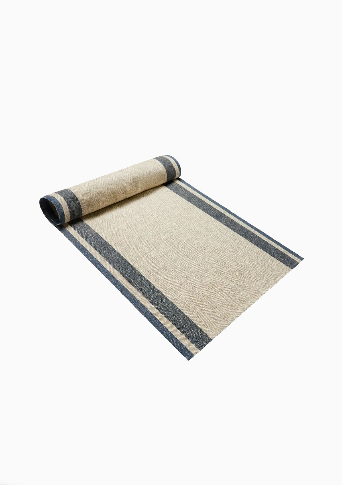 Gordes Table Runner | Natural/Blue, 20" x 72"
