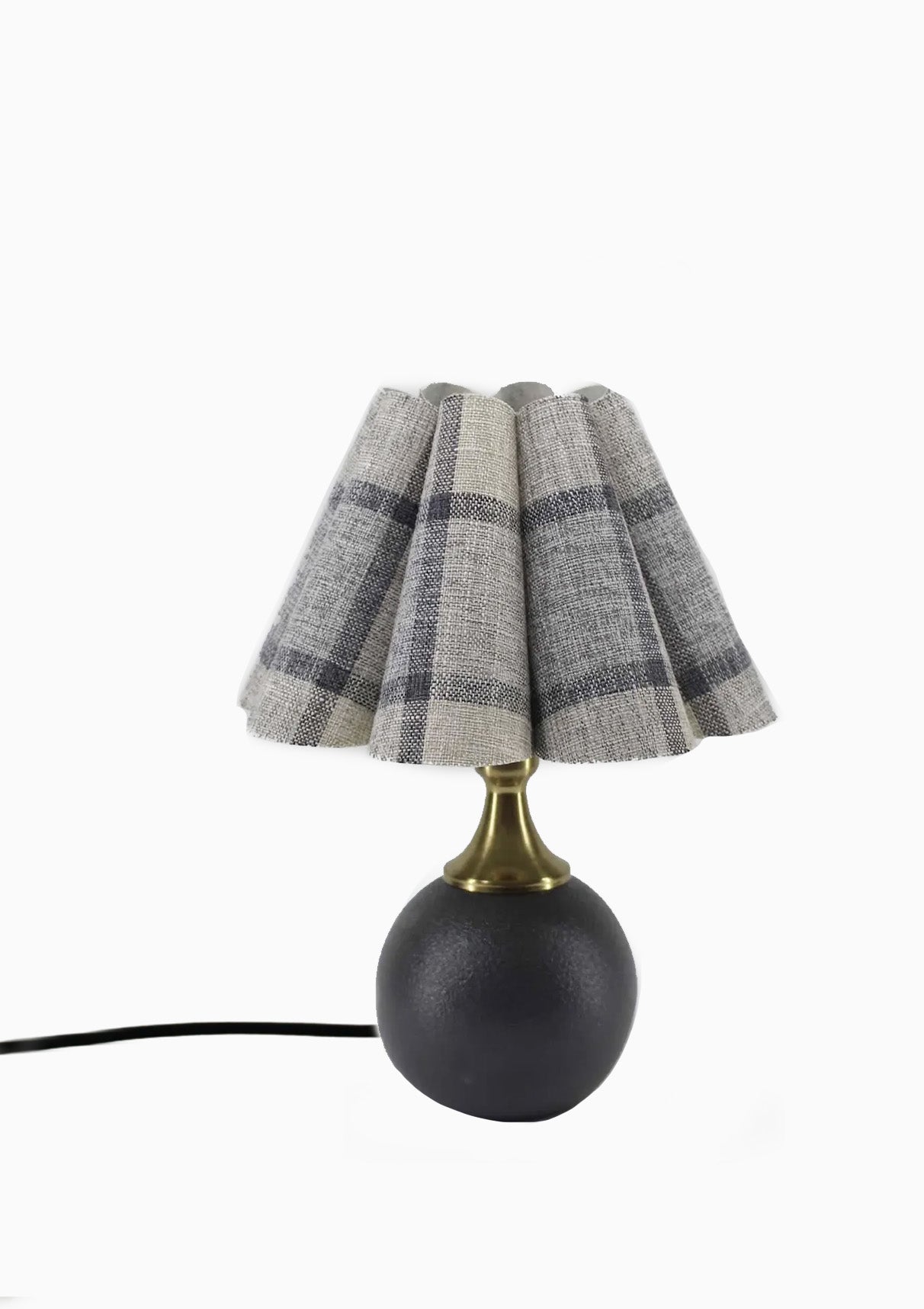 Handmade Duzy Blue Plaid Lampshade Ceramic Base | Grey