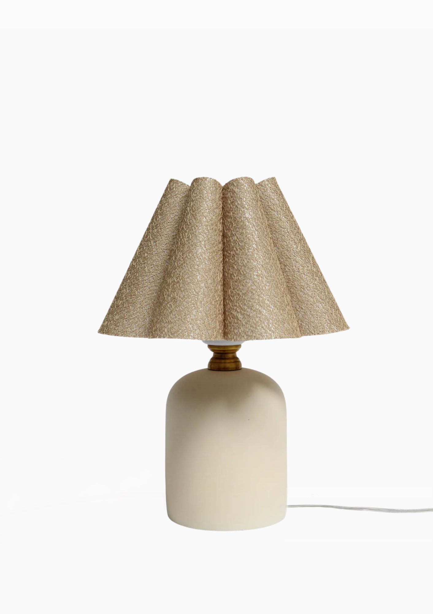 Handmade Duzy Short Lampshade & Ceramic Base | Dusty Brown/Cream