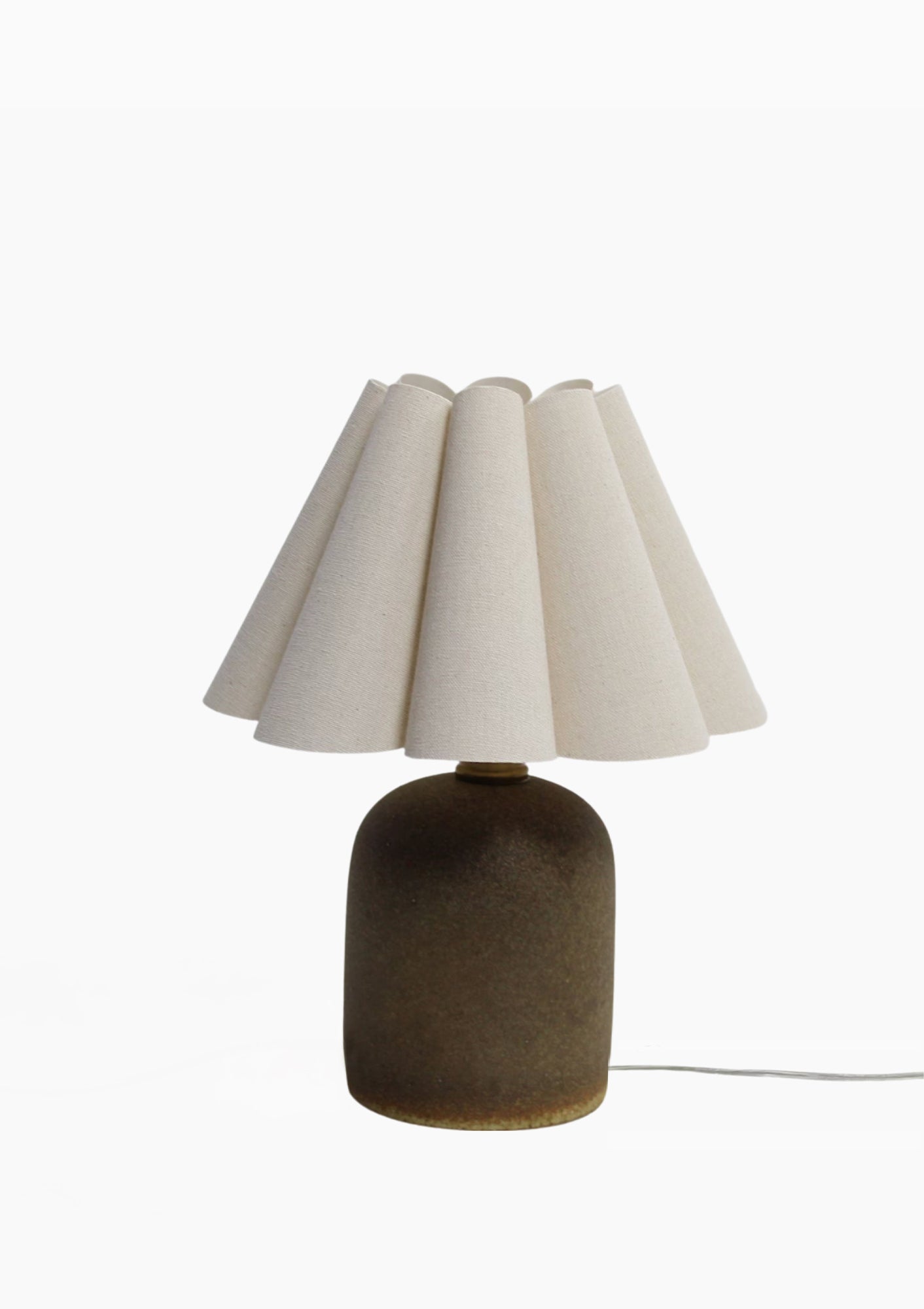 Handmade Duzy Short Lampshade & Ceramic Base | Light Burlap/Copper