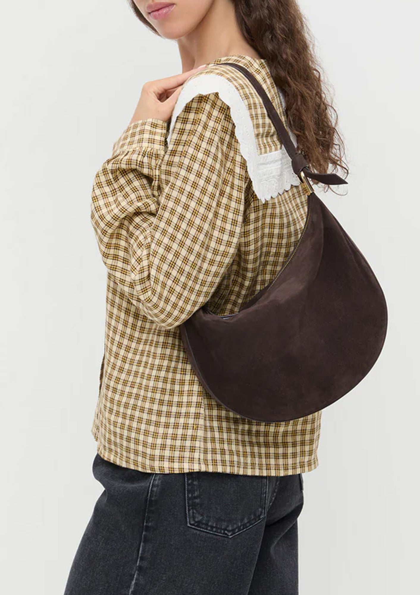 Harlow Suede Shoulder Bag | Brown